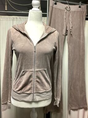 Juicy Couture Velour Long Pants 32 x 34 Zip Up Hoodie Tracksuit